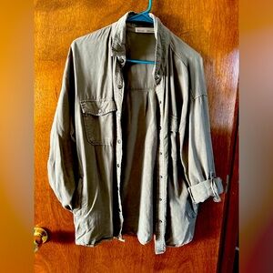 Women’s Olive Green Snap Up Shirt